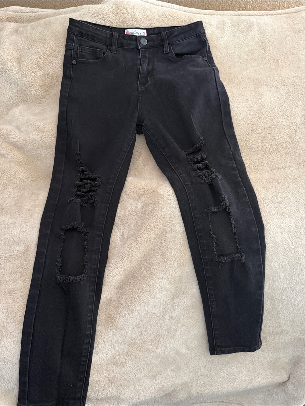 meraki Black Distressed Skinny Jeans